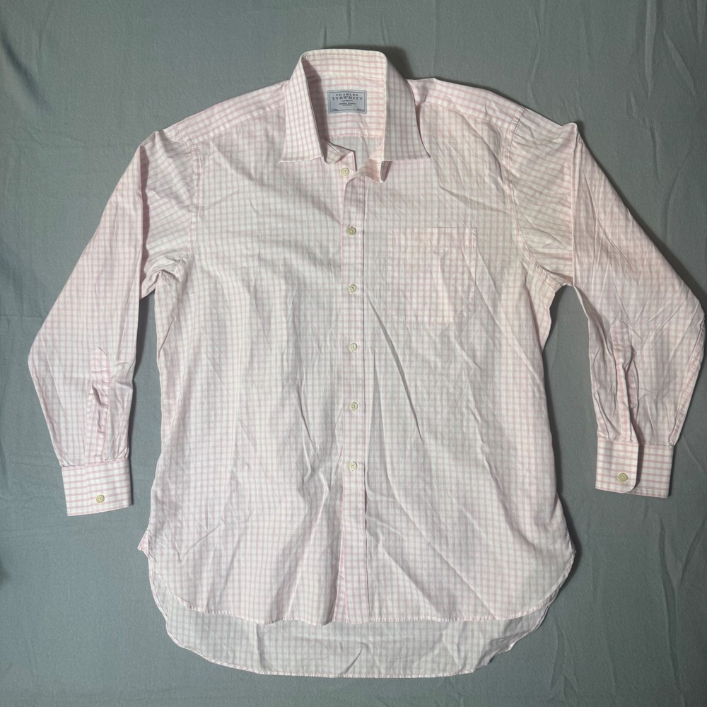 Charles Tyrwhitt Mens Pink Gingham Check Button Down Shirt 17/35in London